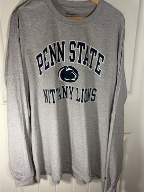 Champion Gray Penn State Nittany Lions Long Sleeve Tee with Navy Logo